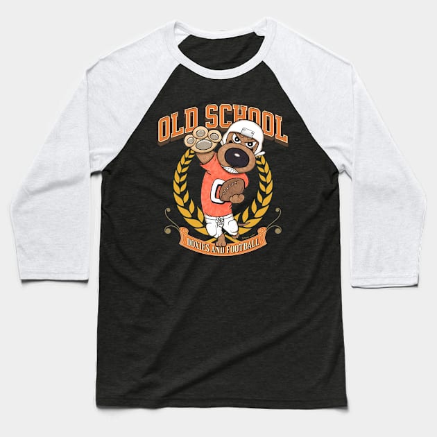 Funny Cute Doxie Dog playing Dachshund Football Baseball T-Shirt by Danny Gordon Art